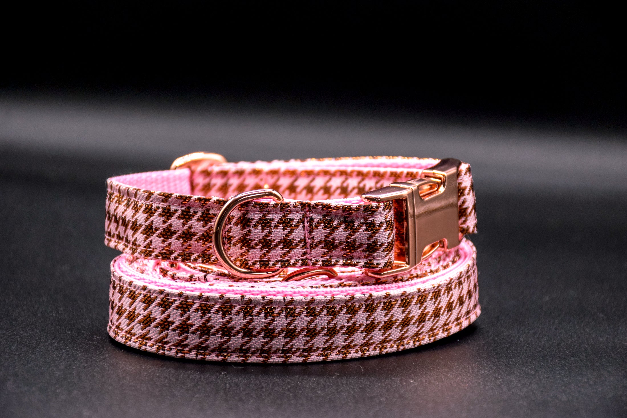 Cavaro Barkel Halsband & dreiteilige Hundeleine – Rosé Signature Set